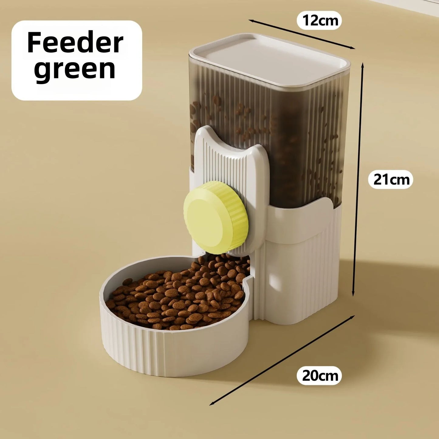  A cat perched near a hanging water dispenser, while a dog drinks from a bowl below. Nearby, an automatic feeder is visible, along with a rabbit cage featuring a hanging water bottle. The image showcases a variety of pet supplies for different animals.