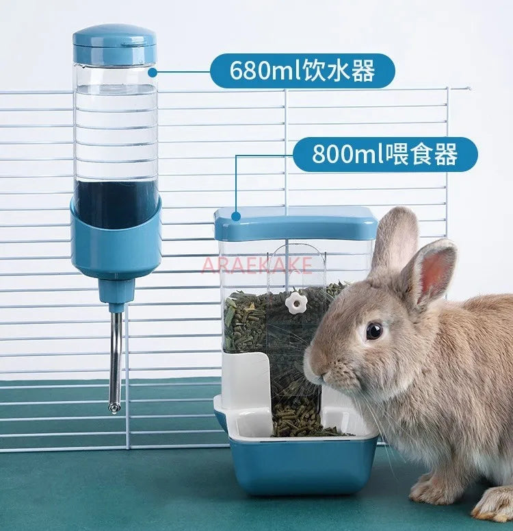 Rabbit water dispenser, rabbit food automatic feeder, guinea pig longcat food trough, food box, basin, feed box, grass rack, fix