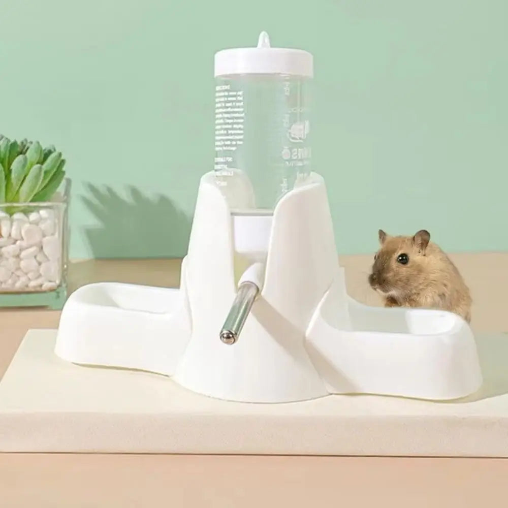 with Stand Holder Hamster Water Dispenser Automatic Water Large Capacity Pet Eating Utensils 2-in-1 Portable Automatic Feeder