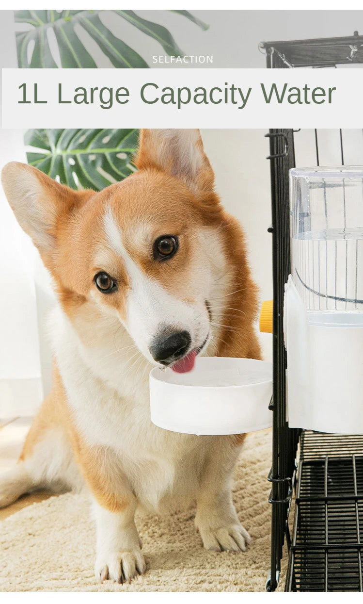 Cat Cage Hanging Automatic Drinking Fountain Feeder Large Capacity Kitten Puppy Rabbit Feeding Bowl Water Drinker Pets Supplies