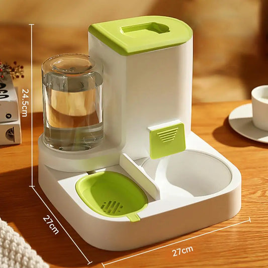 "2-in-1 automatic pet feeder and water dispenser with food bowl and drinking fountain, perfect for dogs and cats, a must-have pet accessory."