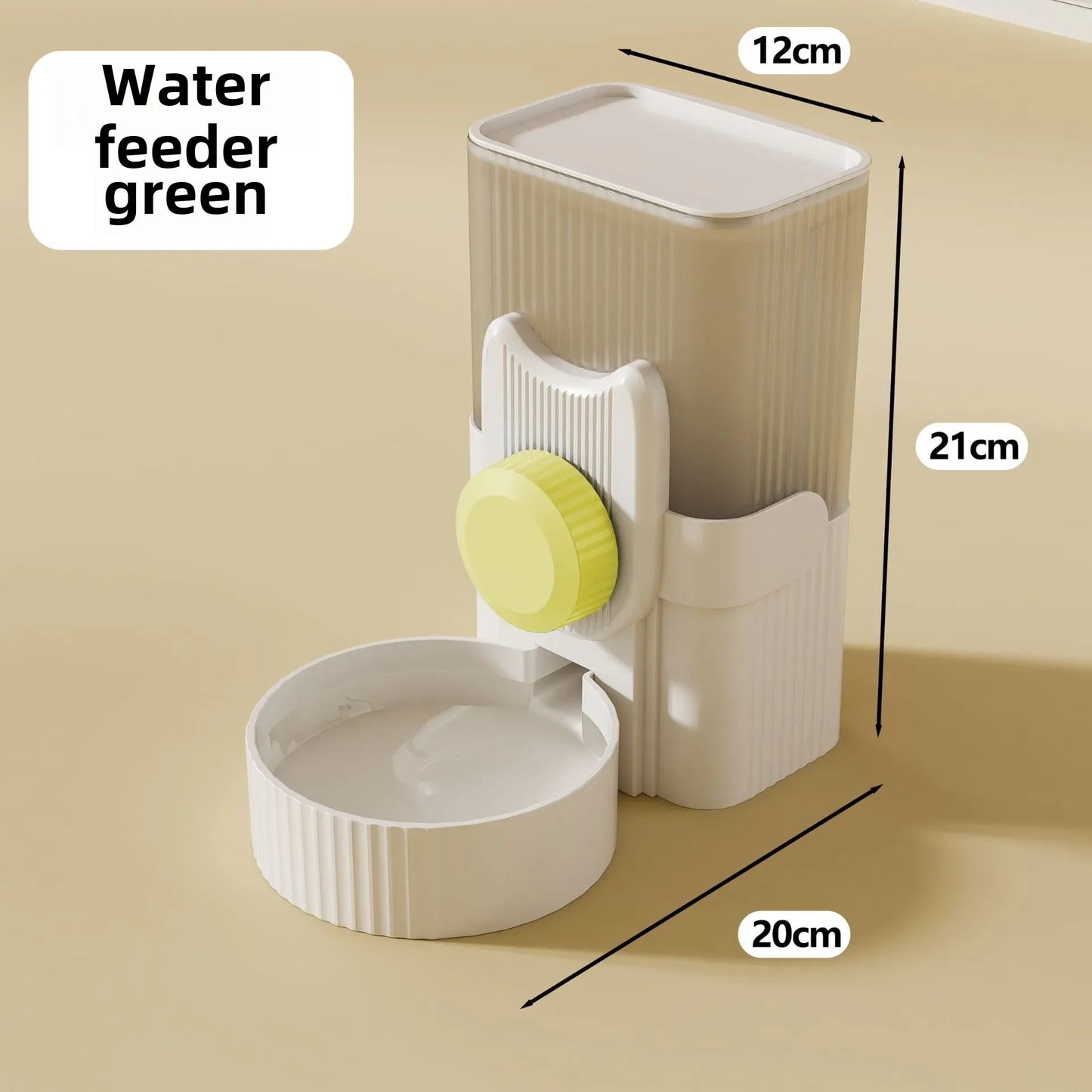  A cat perched near a hanging water dispenser, while a dog drinks from a bowl below. Nearby, an automatic feeder is visible, along with a rabbit cage featuring a hanging water bottle. The image showcases a variety of pet supplies for different animals.