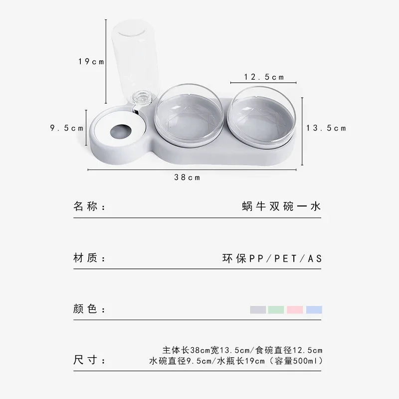 Pet Cat Three Bowl Neck Protection Automatic Feeder Water Storage Dispenser Pet Cat Food Bowl Splash-proof Water Pet Dog Feeder