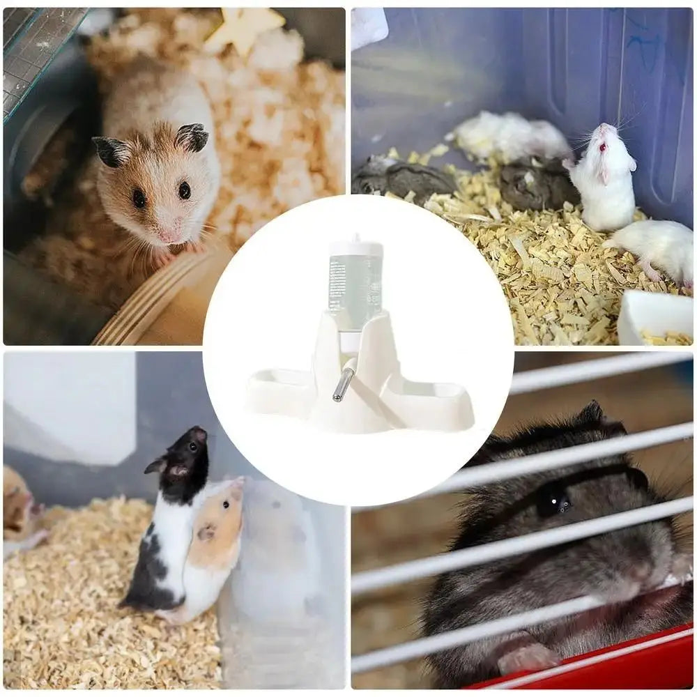 with Stand Holder Hamster Water Dispenser Automatic Water Large Capacity Pet Eating Utensils 2-in-1 Portable Automatic Feeder