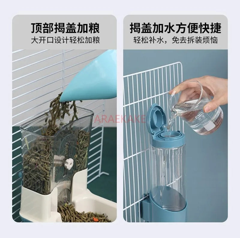 Rabbit water dispenser, rabbit food automatic feeder, guinea pig longcat food trough, food box, basin, feed box, grass rack, fix