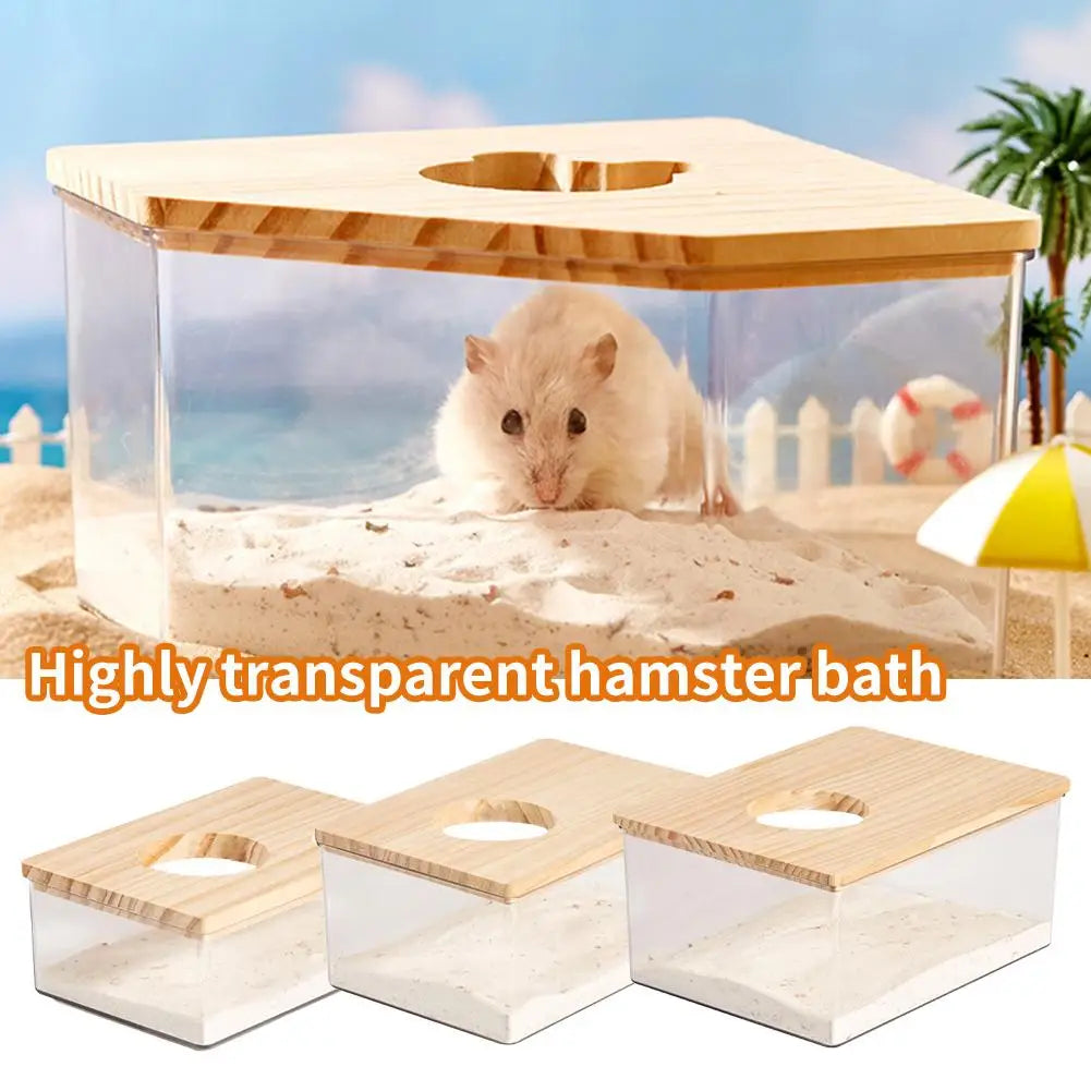 Hamster Golden Bear Sand Bath Box Acrylic Fully Transparent Large Pet Chinchilla Toilet Dual-Purpose Bath Sand Urine Sand Basin