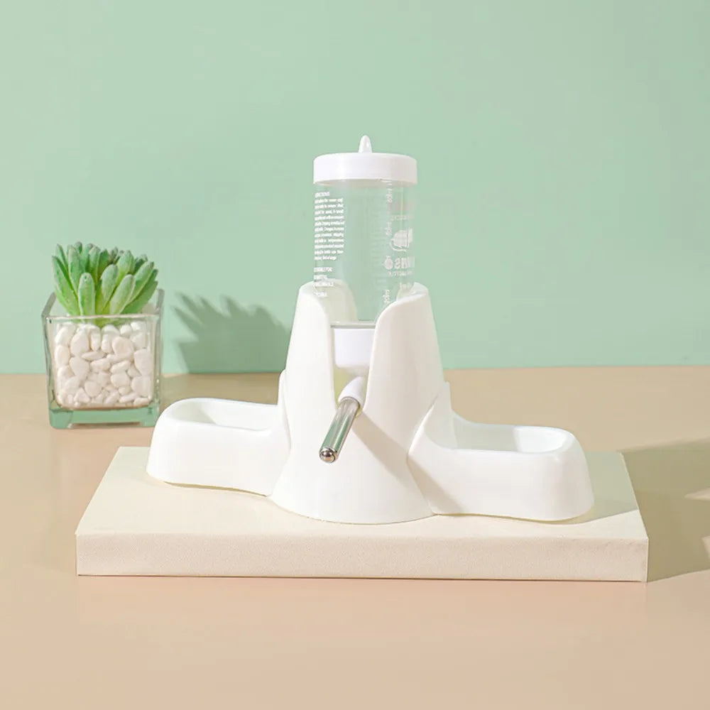 with Stand Holder Hamster Water Dispenser Automatic Water Large Capacity Pet Eating Utensils 2-in-1 Portable Automatic Feeder