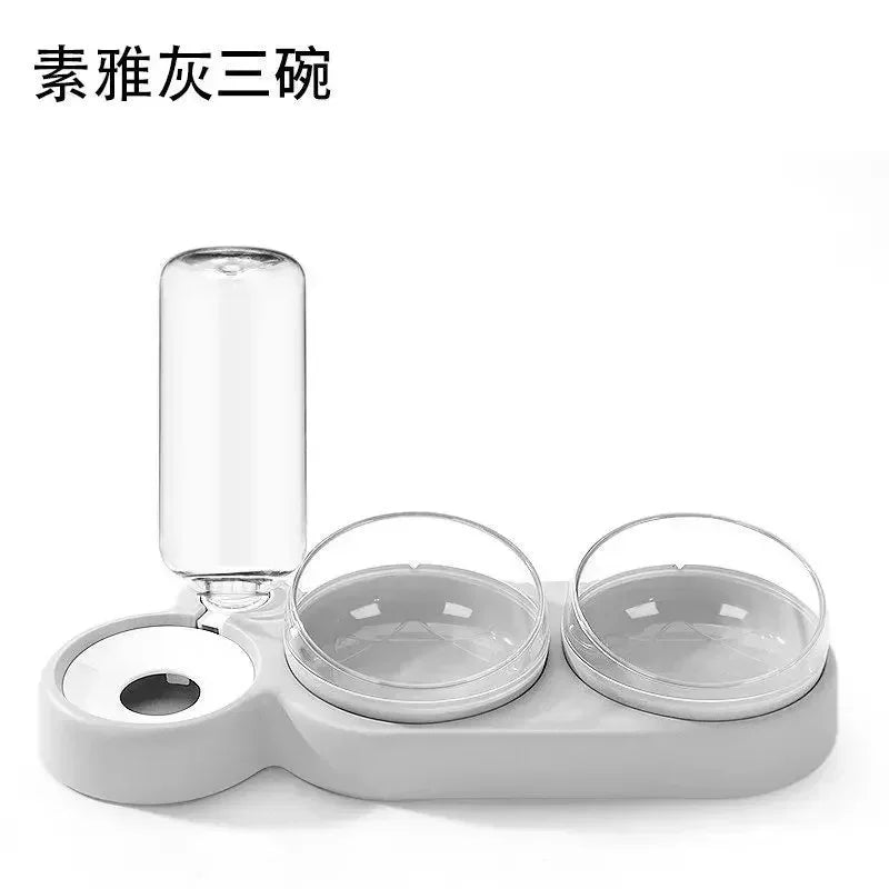 Pet Cat Three Bowl Neck Protection Automatic Feeder Water Storage Dispenser Pet Cat Food Bowl Splash-proof Water Pet Dog Feeder