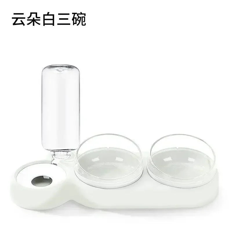 Pet Cat Three Bowl Neck Protection Automatic Feeder Water Storage Dispenser Pet Cat Food Bowl Splash-proof Water Pet Dog Feeder
